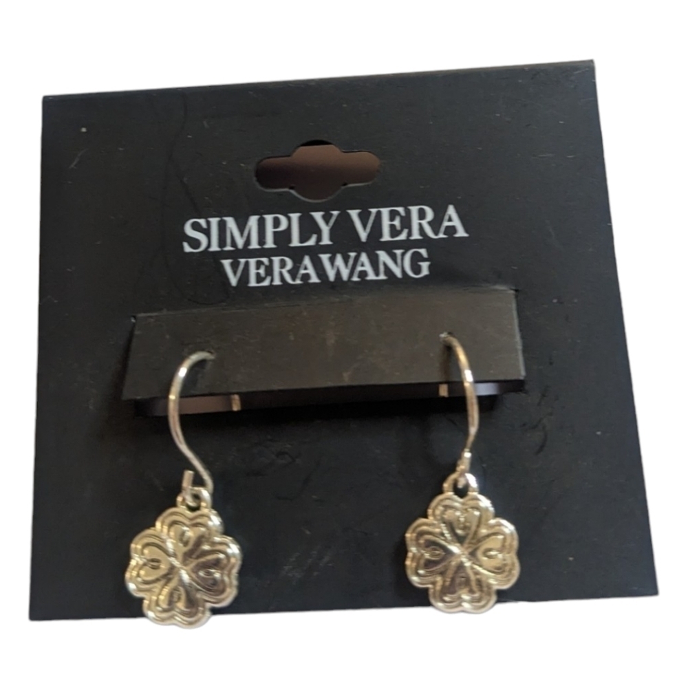 Vera Wang Silver Flower Drop Earring